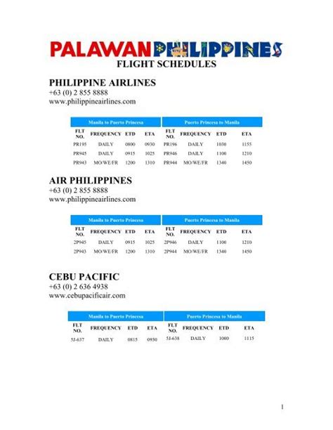 philippine airlines timetable.